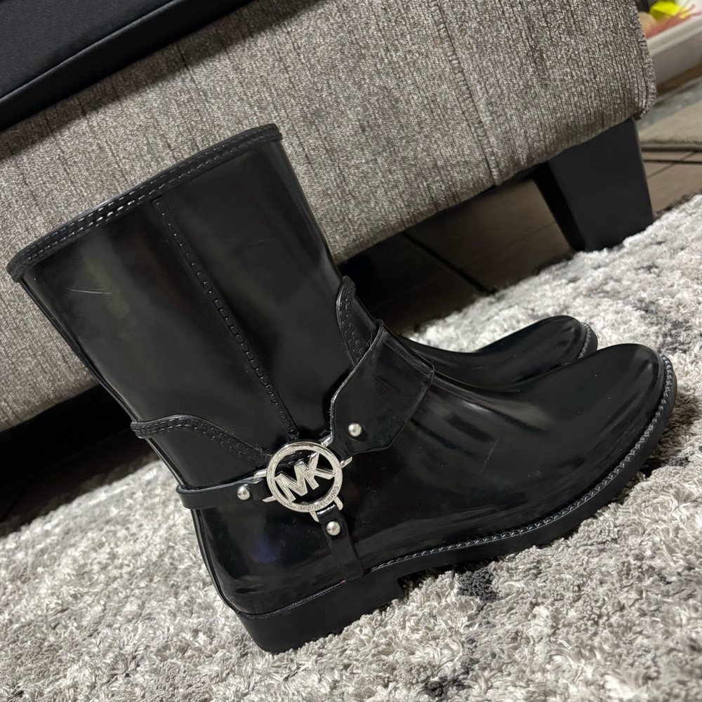 Michael Kors Black Rain Boots | Ankle Booties | MK Logo